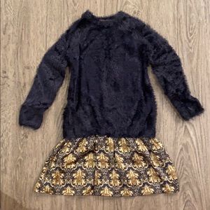 Long sleeve soft navy Imoga girls dress sz 4